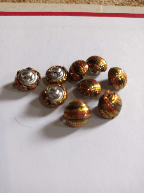 Fabric Hand Made Button Multi 18No